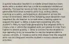 A special education teacher in a middle school resource room works with a student who has a mild-to-moderate intellectual disability. The teacher wants to help the student maintain and generalize functional academic skills (e.g. writing clearly, counting accurately, participating in discussions) across the school environment. Which of the following steps would be most important for the teacher to include when creating a plan to support this goal? a. Write a statement explaining why the student is likely to need help generalizing the targeted skills. b. Create a list in which the targeted skills are ranked in order from highest to lowest priority. c. Write a contract for the student to sign agreeing to try to remember to use the targeted skills in various contexts. d. Create a matrix that shows how the targeted skills can be integrated into the student's various classes and activities.