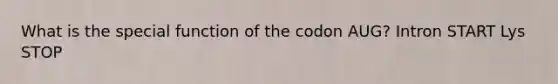 What is the special function of the codon AUG? Intron START Lys STOP