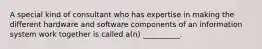 A special kind of consultant who has expertise in making the different hardware and software components of an information system work together is called a(n) __________.