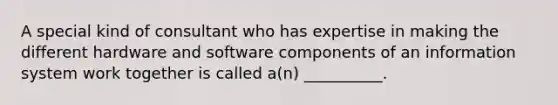 A special kind of consultant who has expertise in making the different hardware and software components of an information system work together is called a(n) __________.