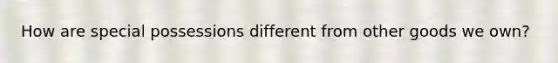 How are special possessions different from other goods we own?