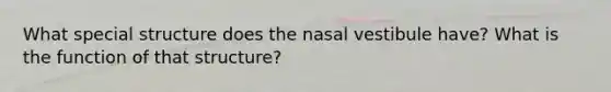 What special structure does the nasal vestibule have? What is the function of that structure?