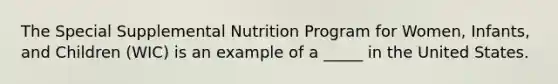 The Special Supplemental Nutrition Program for Women, Infants, and Children (WIC) is an example of a _____ in the United States.