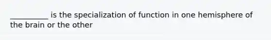 __________ is the specialization of function in one hemisphere of the brain or the other