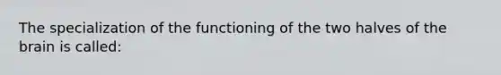 The specialization of the functioning of the two halves of <a href='https://www.questionai.com/knowledge/kLMtJeqKp6-the-brain' class='anchor-knowledge'>the brain</a> is called: