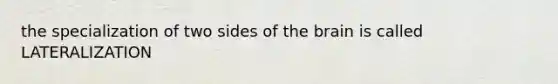 the specialization of two sides of the brain is called LATERALIZATION