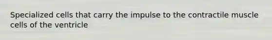 Specialized cells that carry the impulse to the contractile muscle cells of the ventricle