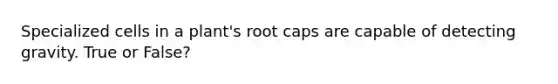 Specialized cells in a plant's root caps are capable of detecting gravity. True or False?