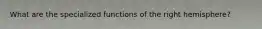 What are the specialized functions of the right hemisphere?