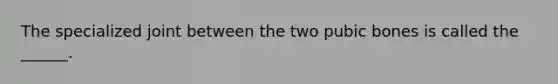 The specialized joint between the two pubic bones is called the ______.