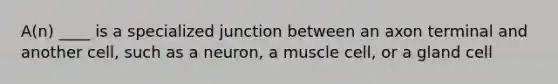 A(n) ____ is a specialized junction between an axon terminal and another cell, such as a neuron, a muscle cell, or a gland cell