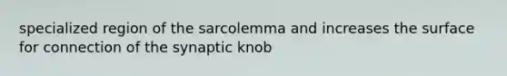 specialized region of the sarcolemma and increases the surface for connection of the synaptic knob