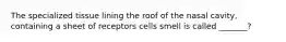 The specialized tissue lining the roof of the nasal cavity, containing a sheet of receptors cells smell is called _______?