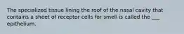 The specialized tissue lining the roof of the nasal cavity that contains a sheet of receptor cells for smell is called the ___ epithelium.