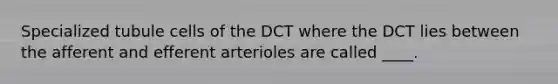 Specialized tubule cells of the DCT where the DCT lies between the afferent and efferent arterioles are called ____.