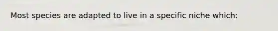 Most species are adapted to live in a specific niche which: