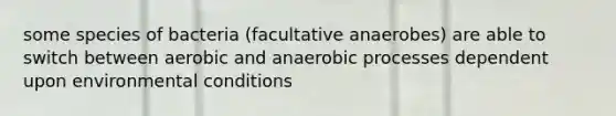 some species of bacteria (facultative anaerobes) are able to switch between aerobic and anaerobic processes dependent upon environmental conditions