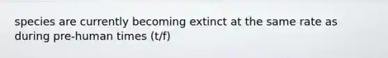 species are currently becoming extinct at the same rate as during pre-human times (t/f)