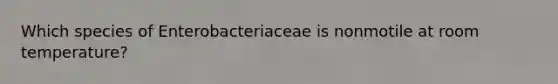 Which species of Enterobacteriaceae is nonmotile at room temperature?