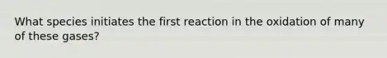 What species initiates the first reaction in the oxidation of many of these gases?