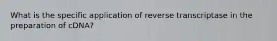 What is the specific application of reverse transcriptase in the preparation of cDNA?