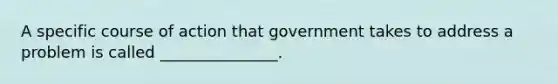 A specific course of action that government takes to address a problem is called _______________.