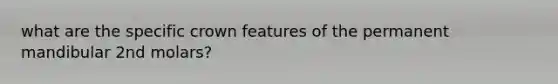 what are the specific crown features of the permanent mandibular 2nd molars?