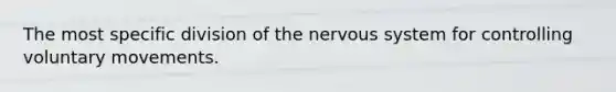 The most specific division of the nervous system for controlling voluntary movements.