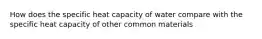 How does the specific heat capacity of water compare with the specific heat capacity of other common materials