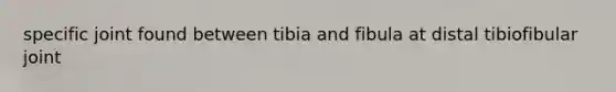 specific joint found between tibia and fibula at distal tibiofibular joint