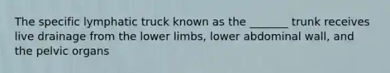 The specific lymphatic truck known as the _______ trunk receives live drainage from the lower limbs, lower abdominal wall, and the pelvic organs