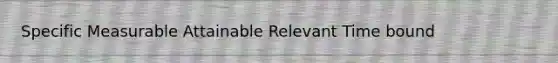 Specific Measurable Attainable Relevant Time bound