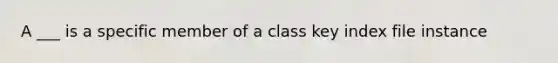 A ___ is a specific member of a class key index file instance