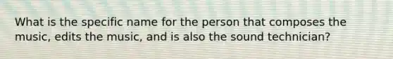 What is the specific name for the person that composes the music, edits the music, and is also the sound technician?
