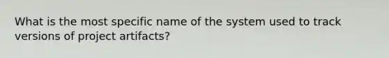 What is the most specific name of the system used to track versions of project artifacts?