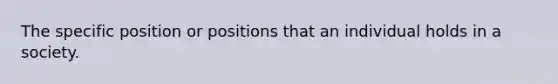 The specific position or positions that an individual holds in a society.