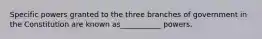 Specific powers granted to the three branches of government in the Constitution are known as___________ powers.