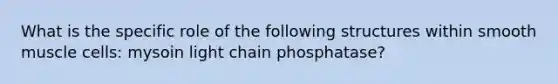 What is the specific role of the following structures within smooth muscle cells: mysoin light chain phosphatase?