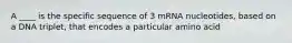 A ____ is the specific sequence of 3 mRNA nucleotides, based on a DNA triplet, that encodes a particular amino acid