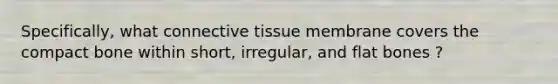 Specifically, what connective tissue membrane covers the compact bone within short, irregular, and flat bones ?