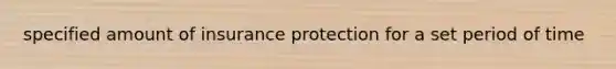 specified amount of insurance protection for a set period of time