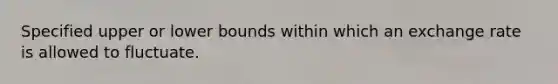 Specified upper or lower bounds within which an exchange rate is allowed to fluctuate.