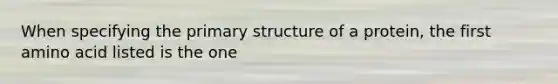 When specifying the primary structure of a protein, the first amino acid listed is the one