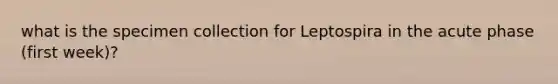 what is the specimen collection for Leptospira in the acute phase (first week)?