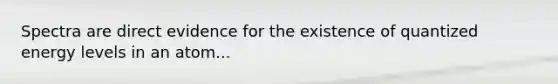 Spectra are direct evidence for the existence of quantized energy levels in an atom...