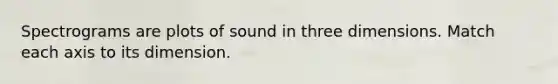 Spectrograms are plots of sound in three dimensions. Match each axis to its dimension.