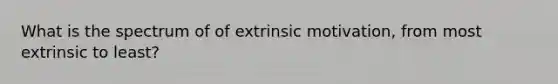 What is the spectrum of of extrinsic motivation, from most extrinsic to least?