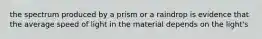 the spectrum produced by a prism or a raindrop is evidence that the average speed of light in the material depends on the light's