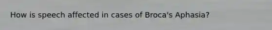 How is speech affected in cases of Broca's Aphasia?