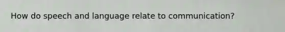 How do speech and language relate to communication?